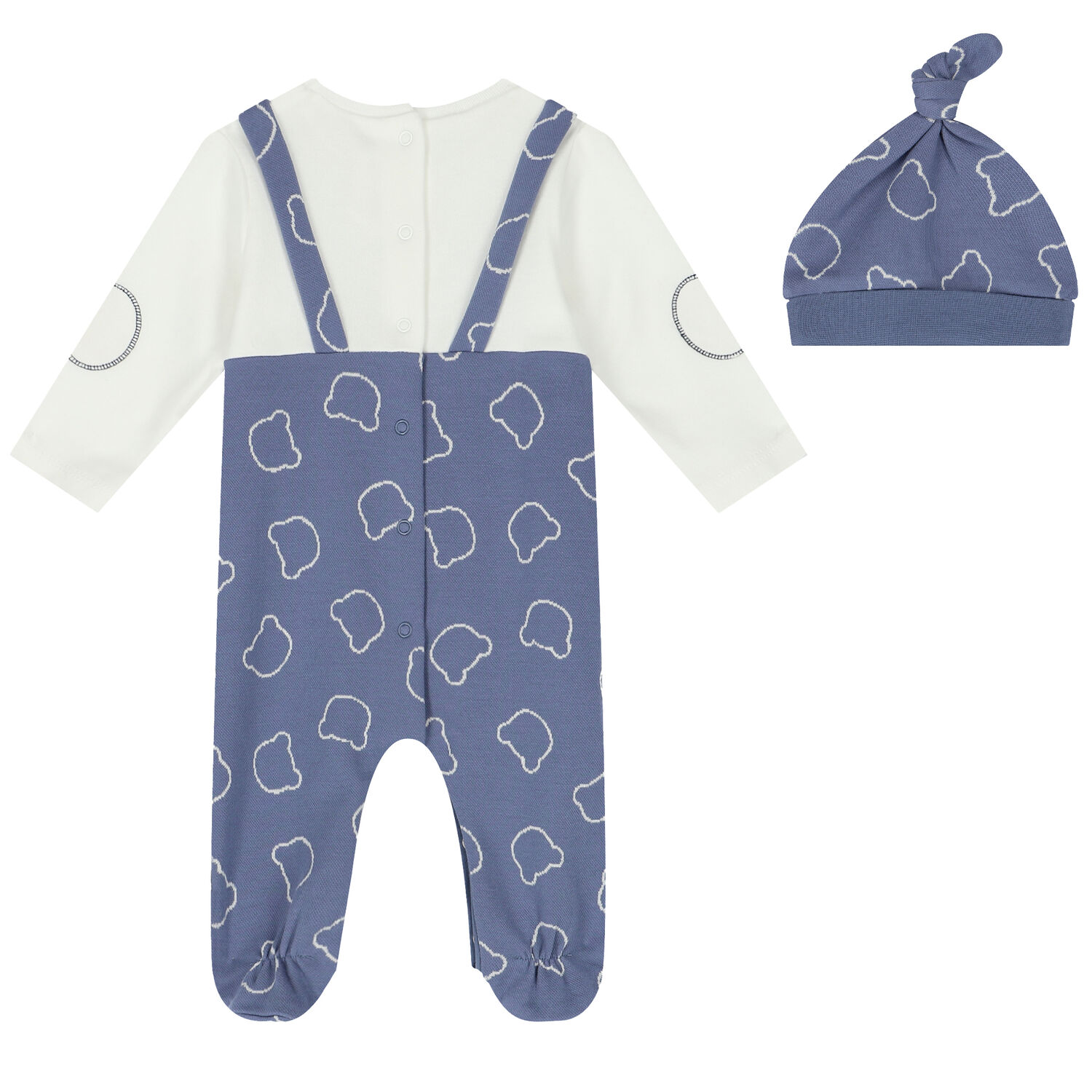 Boys Blue & White Babygrow & Hat Set, 1, hi-res